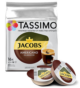Картинка Кофе в капсулах Tassimo Jacobs Americano Сlassico, 16 порций