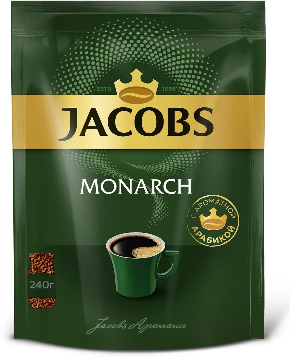 Картинка Кофе растворимый  Monarch, 240г пакет