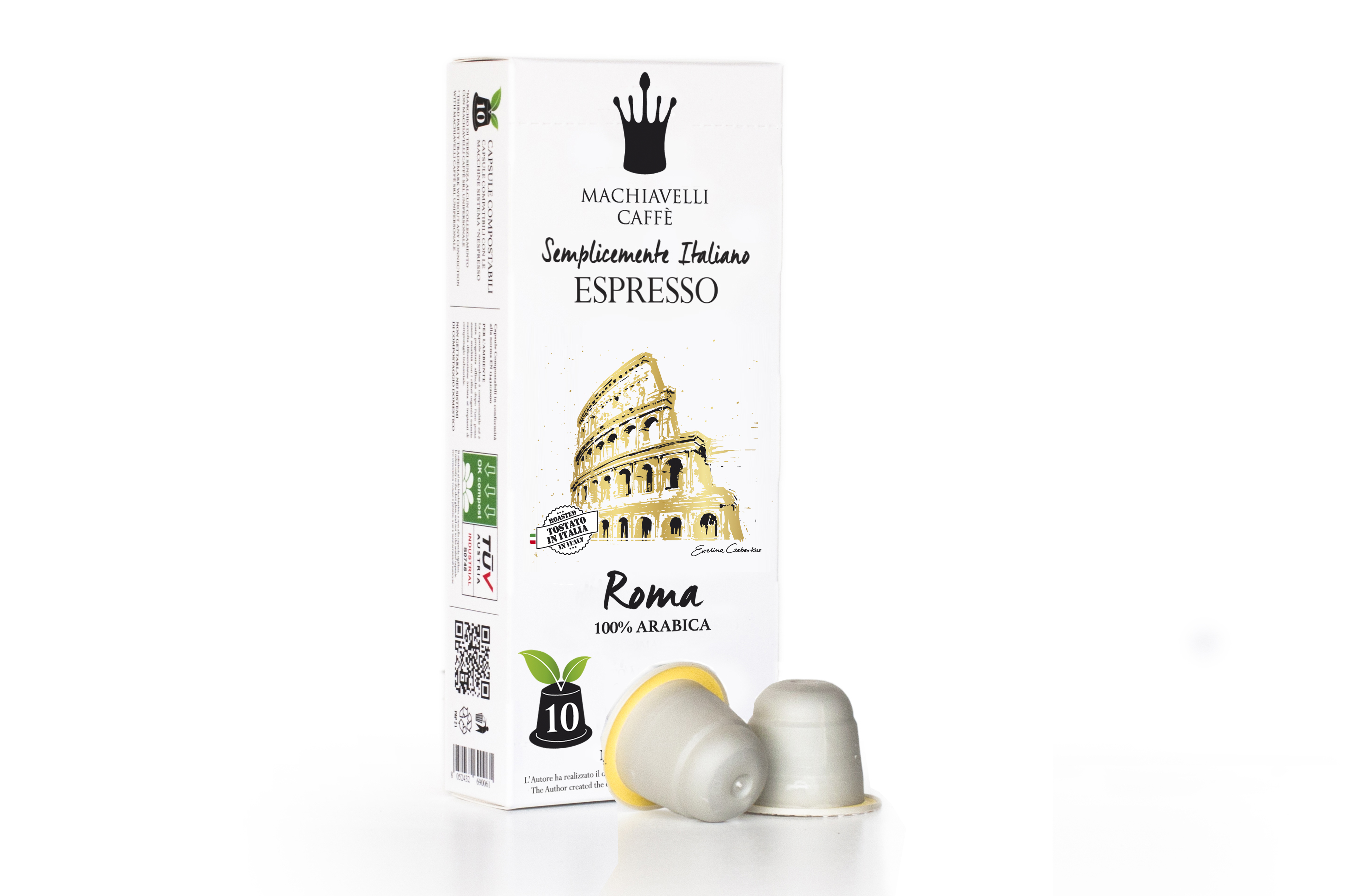 Картинка Кофе молотый в биоразлагаемых капсулах Machiavelli Caffè ROMA, 10 капсул