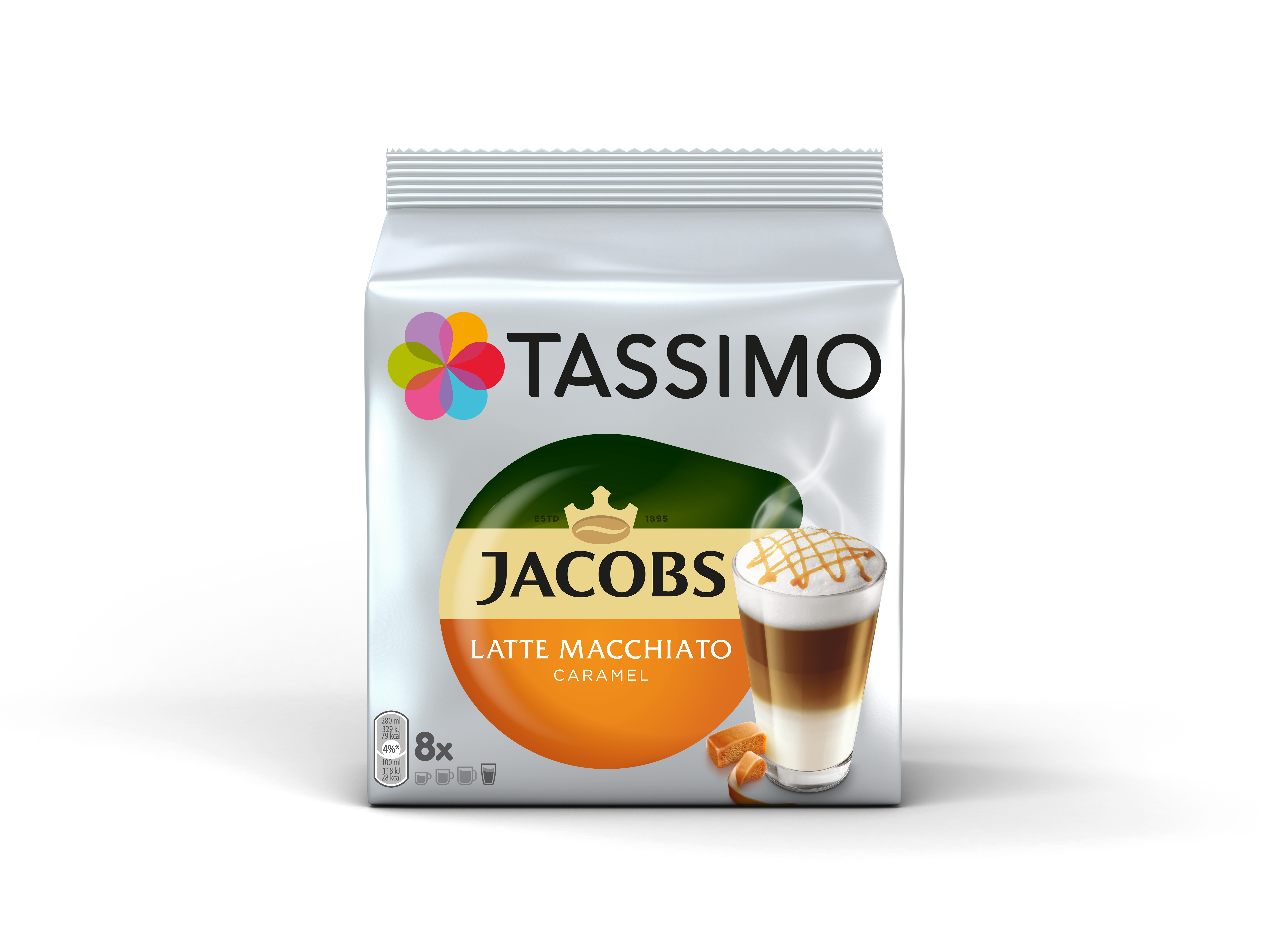 Картинка Кофе в капсулах Tassimo Jacobs Latte Caramel, 8 порций